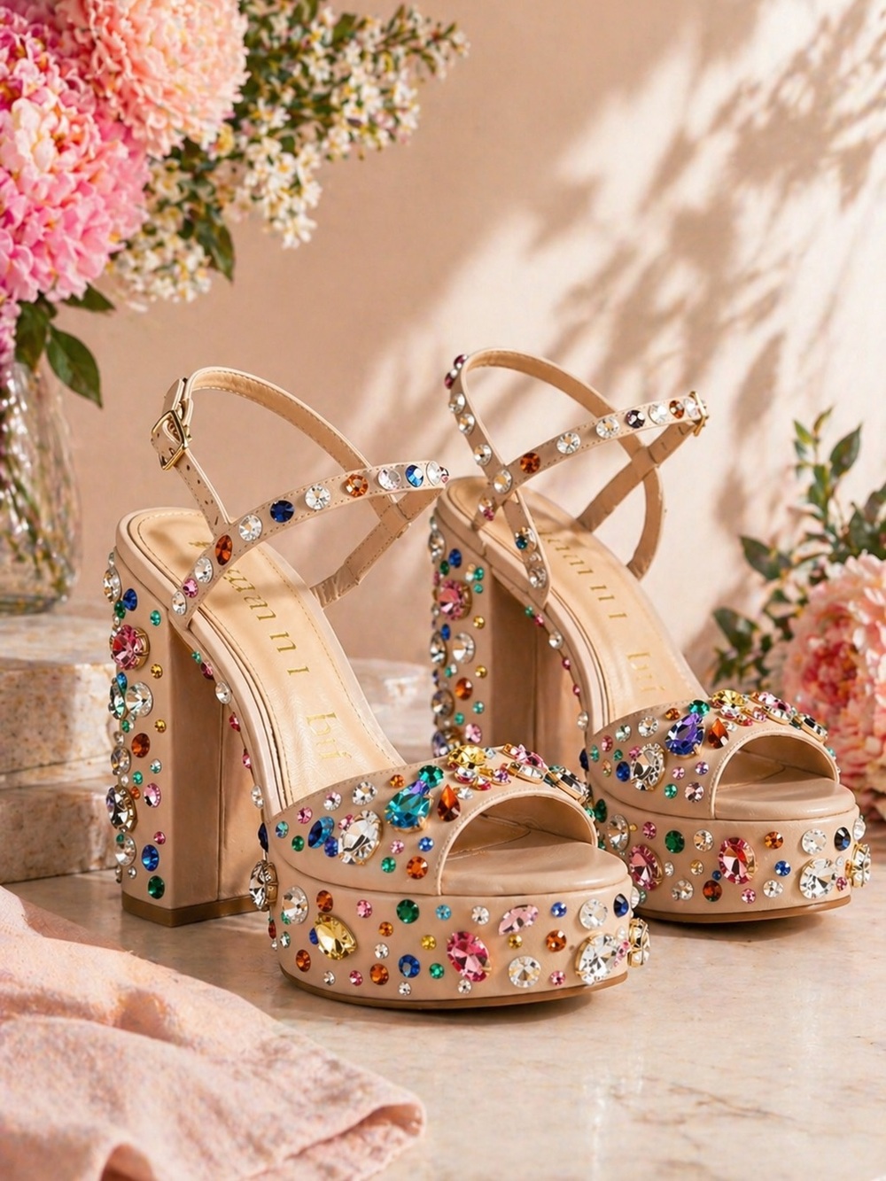 NWT Gianni Bini Calvan Jewel Ornamented Platform Dress Sandals Sz 7 - Picture 2 of 8